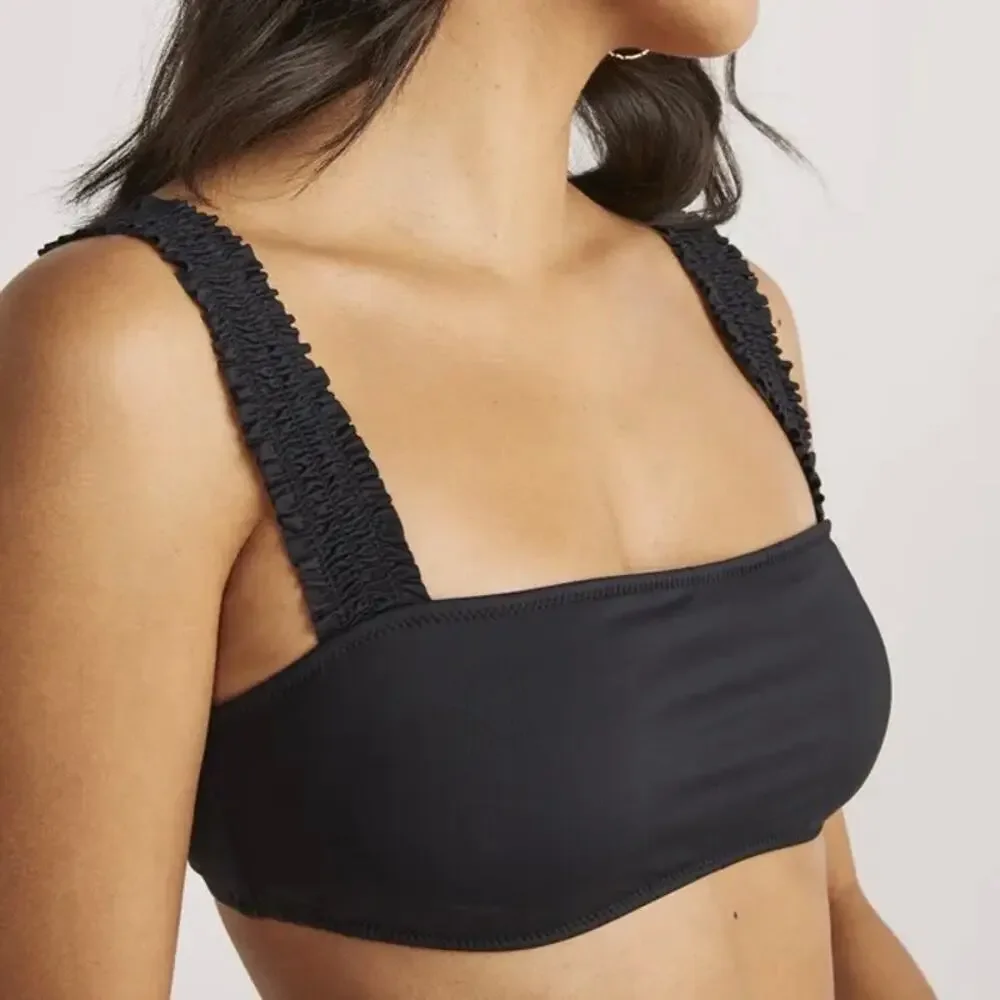 Vineyard Vines Smocked Bikini Top - Jet Black - XL